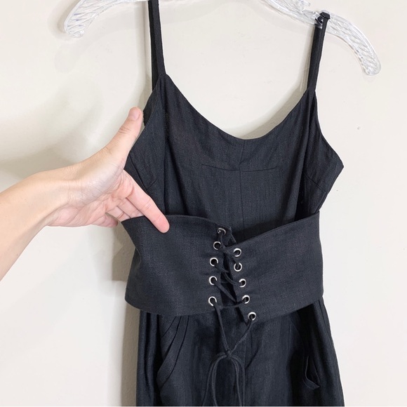 Reformation Pace Corset Wide-Leg Jumpsuit (Sz 2) Hemmed Petite Inseam Black - Picture 5 of 14